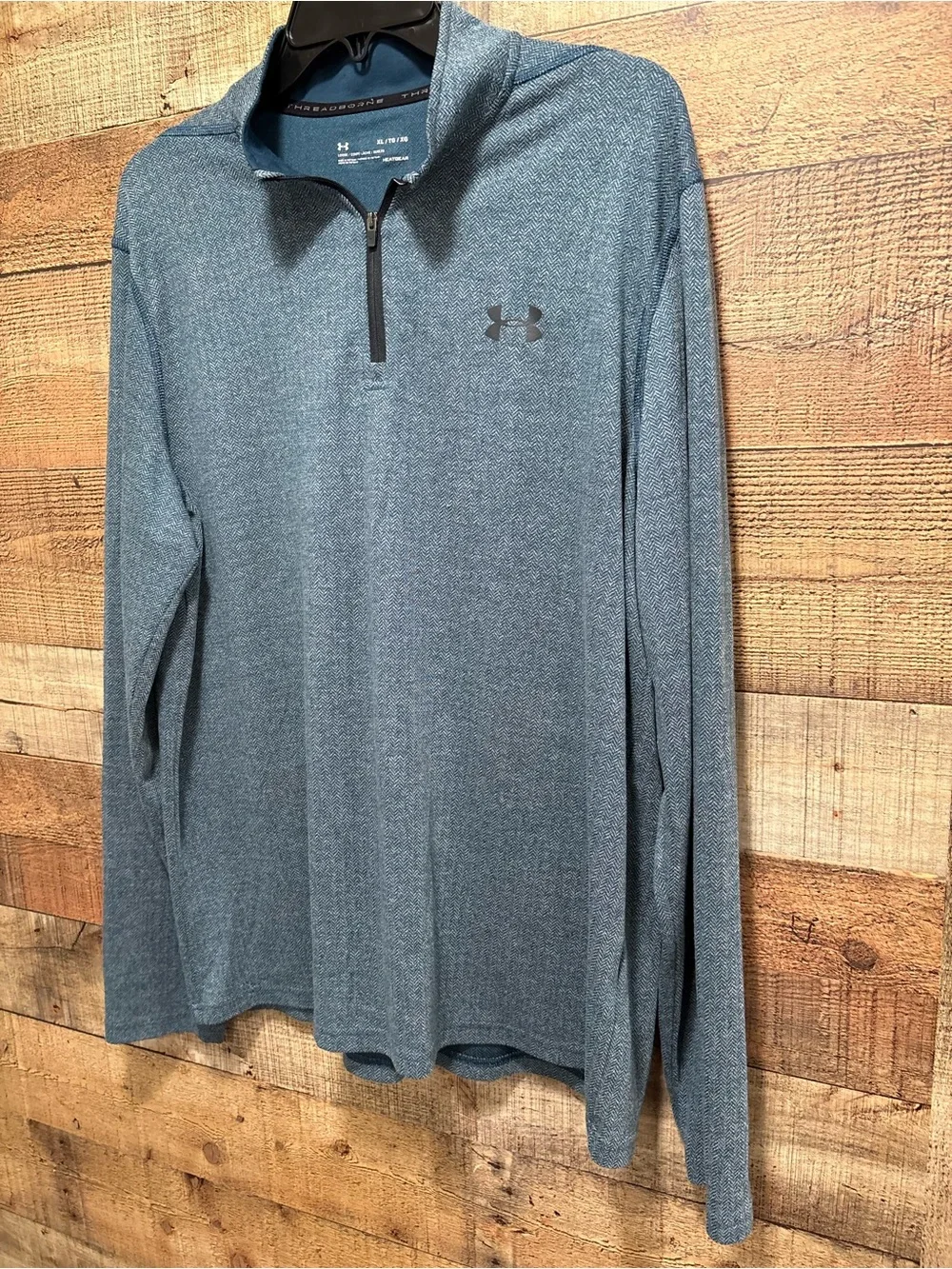 Under Armour Men’s XL 1/4 Zip Pullover Blue Herringbone HeatGear M024